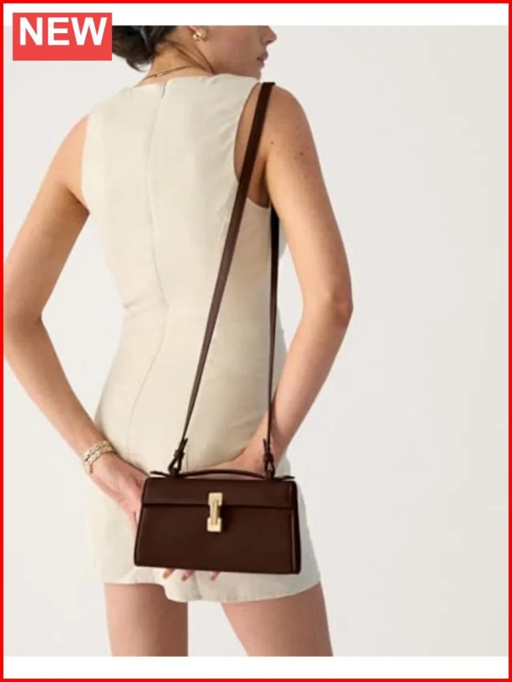 Small Top Handle Clutch Crossbody Evening Bag Vegan Leather 3-in-1 Strap
